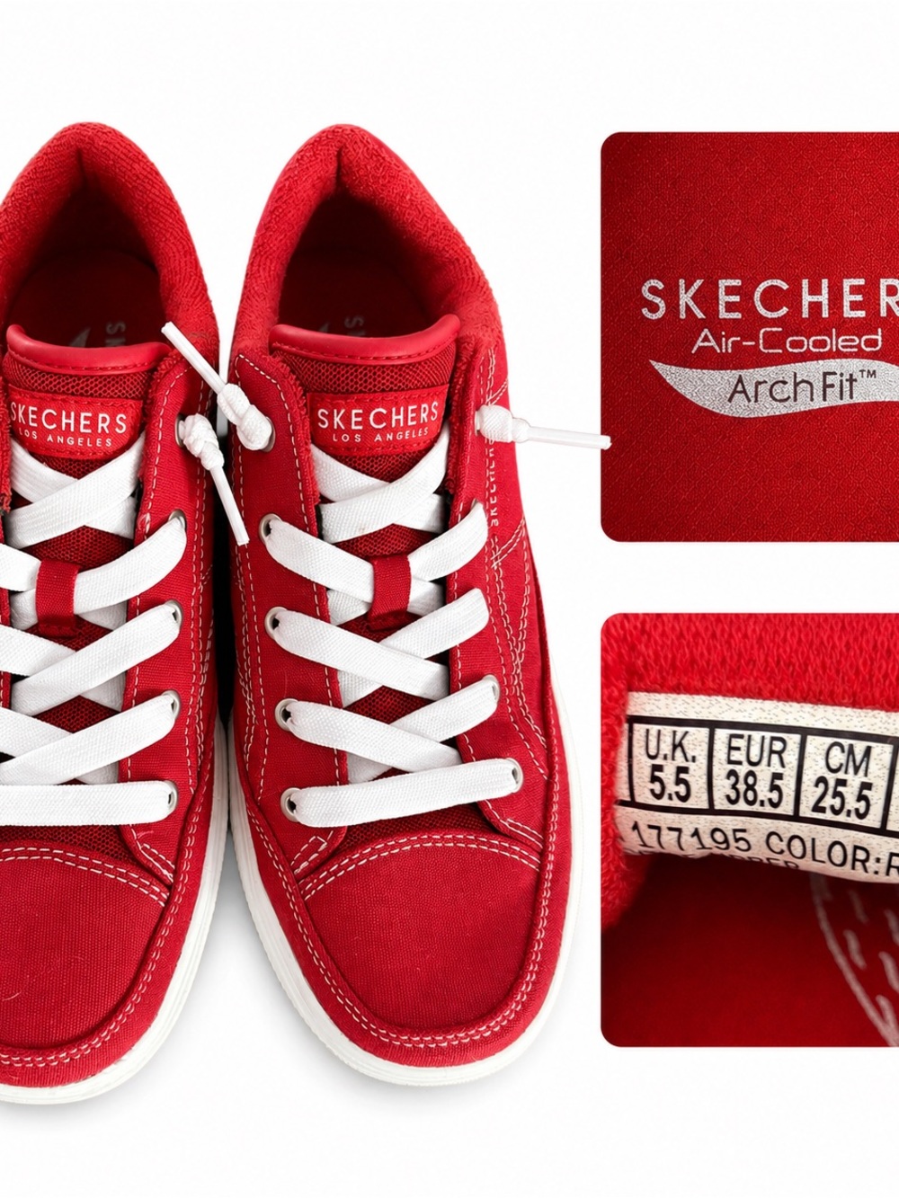 Skechers Arch Fit Arcade Arcata Red Canvas Sneakers Women’s 8